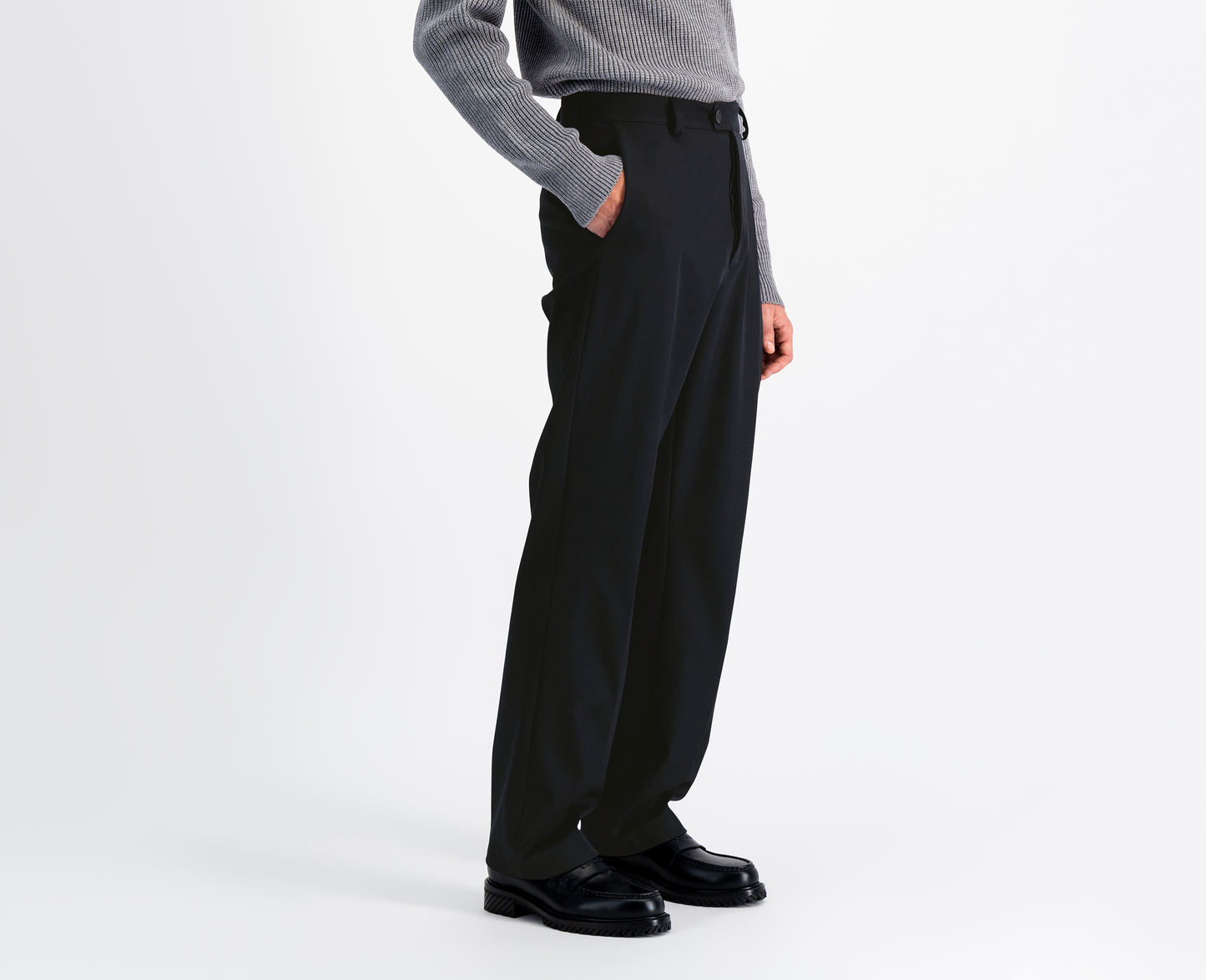 Men's wool trousers, navy blue