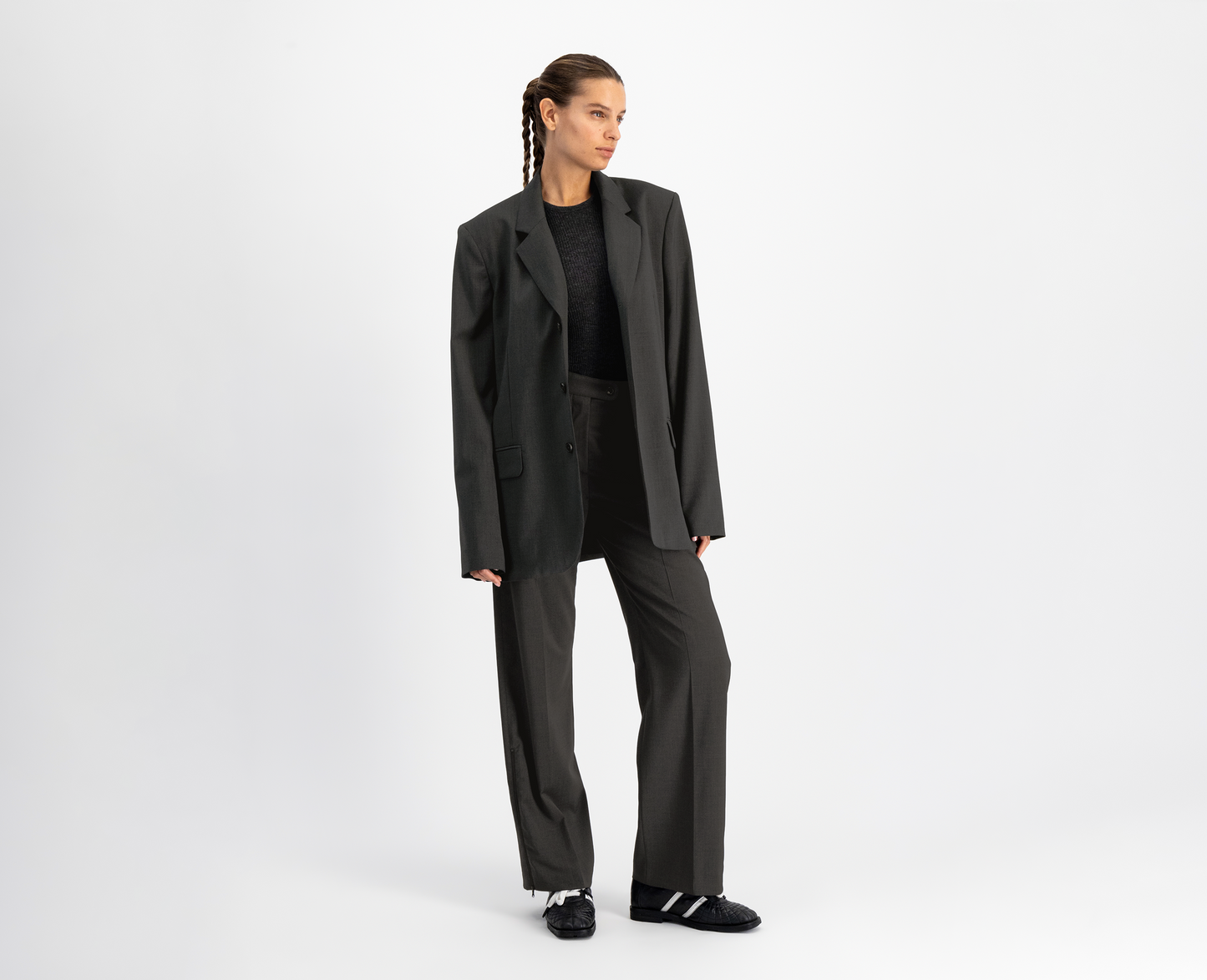 Women's wool trousers, anthracite