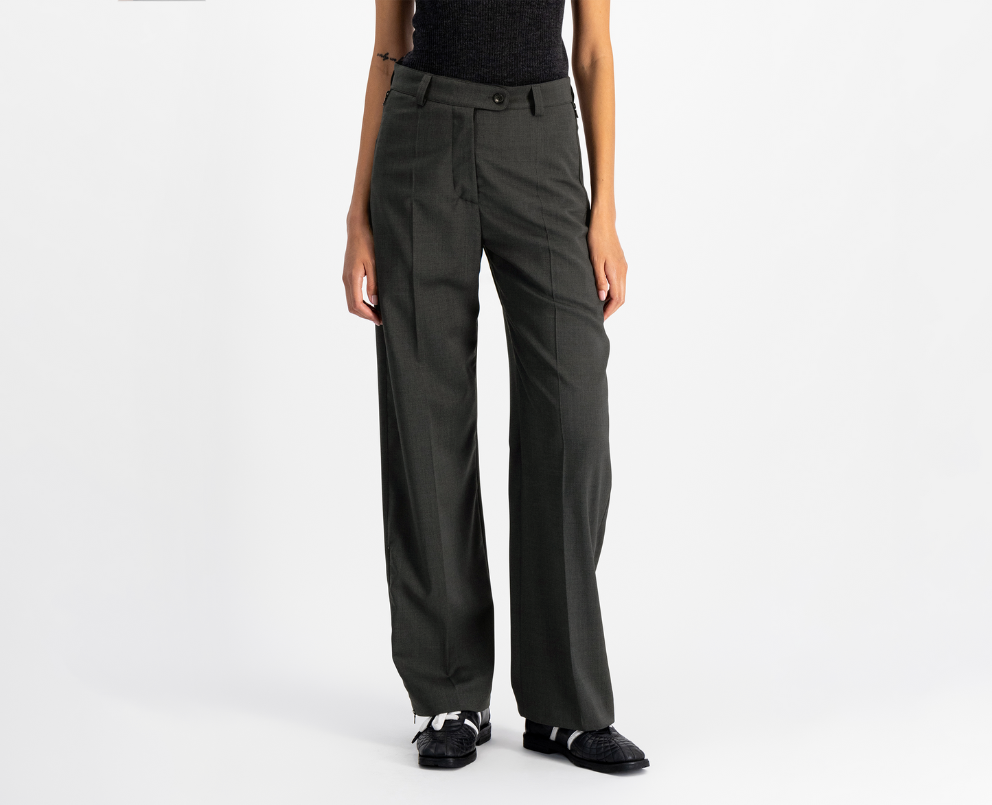 Pantalon en laine pour femme, anthracite