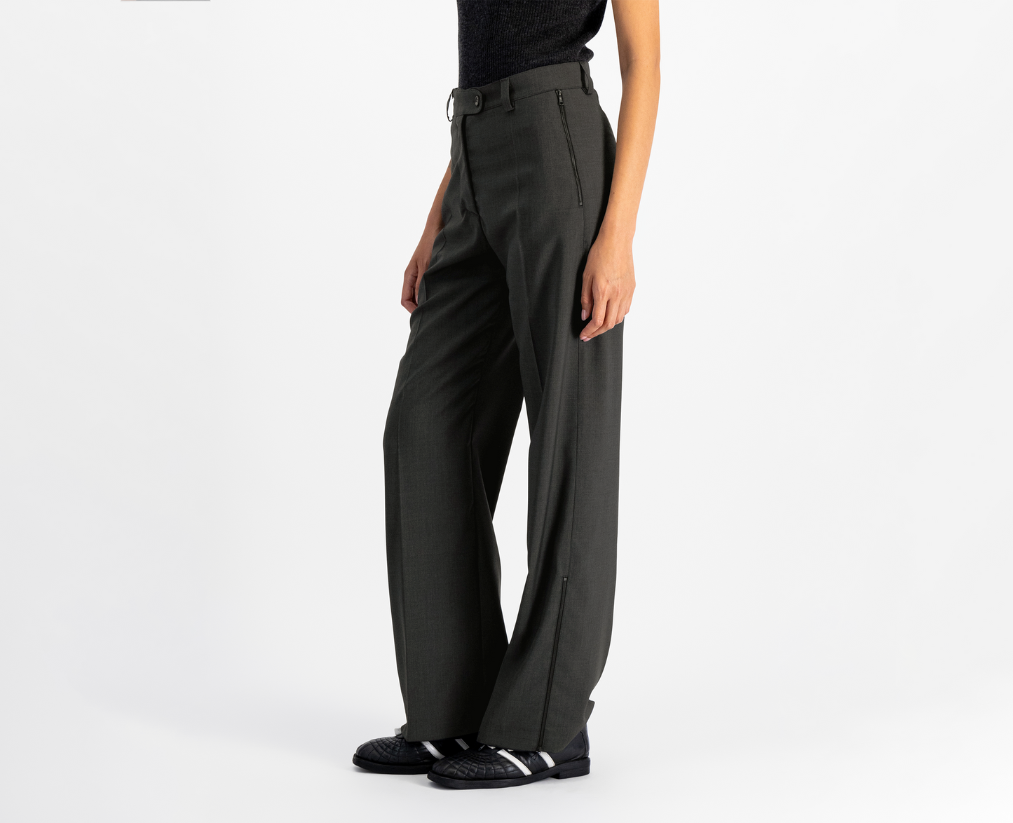 Pantalon en laine pour femme, anthracite