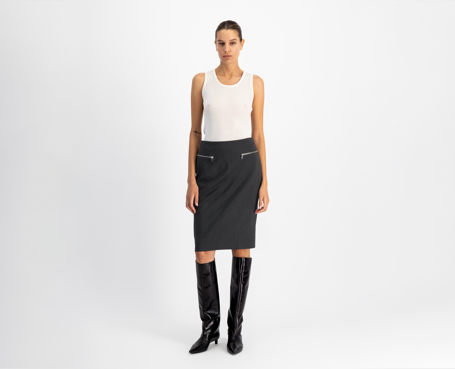 Jupe crayon femme, anthracite