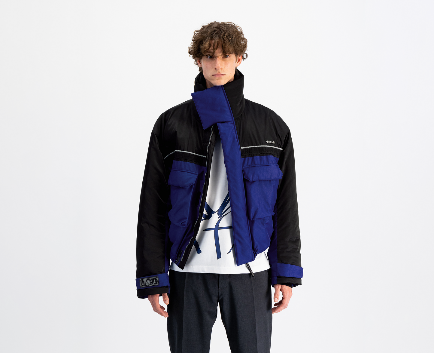 Men's cropped jacket, blue/black