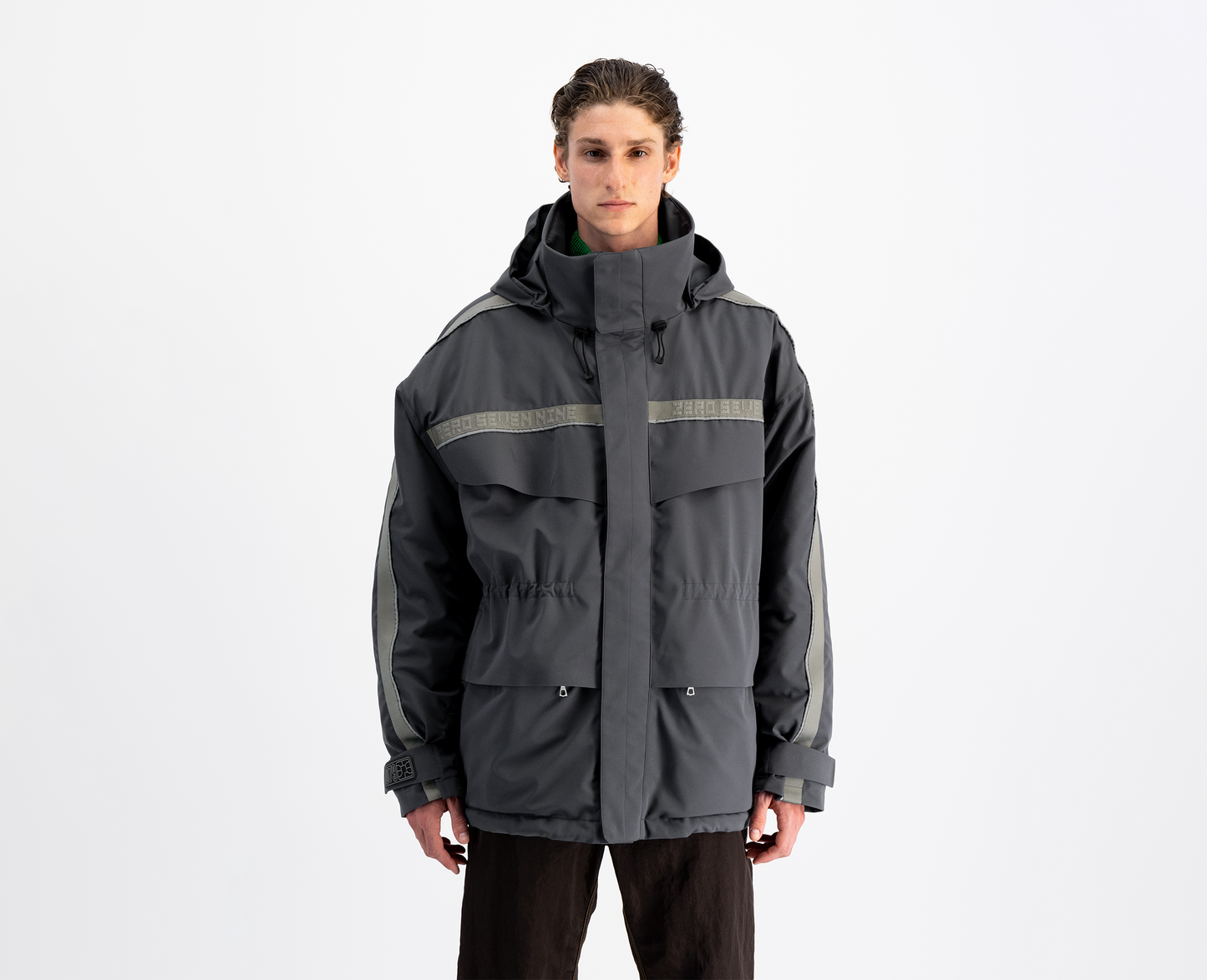 Parka oversize da uomo, colore antracite