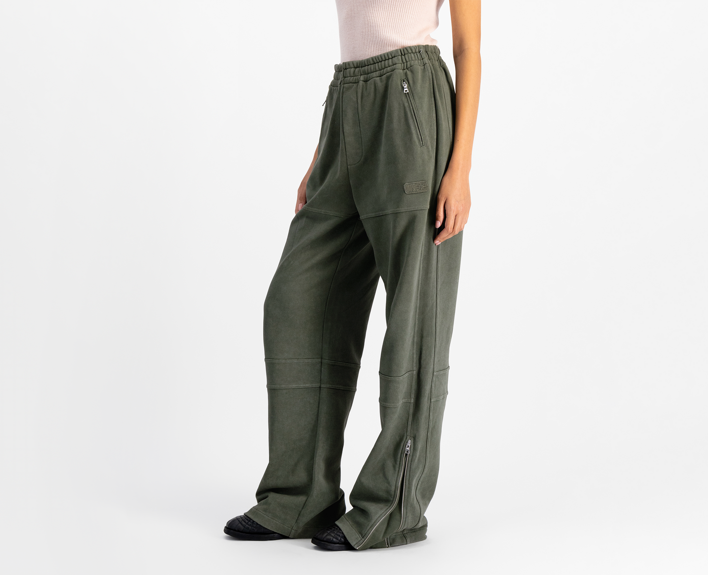 Pantalon d'entraînement femme, vert mousse