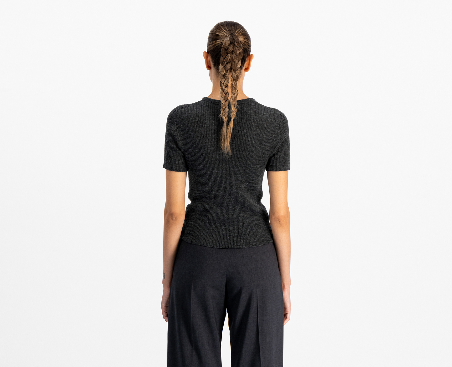 Women's merino/silk t-shirt, anthracite