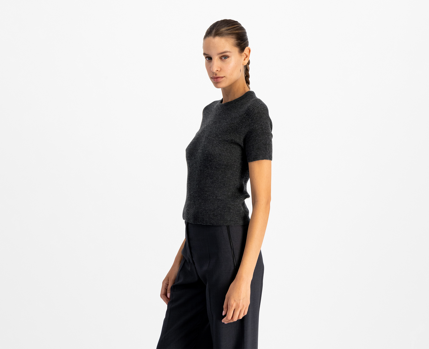 Women's merino/silk t-shirt, anthracite