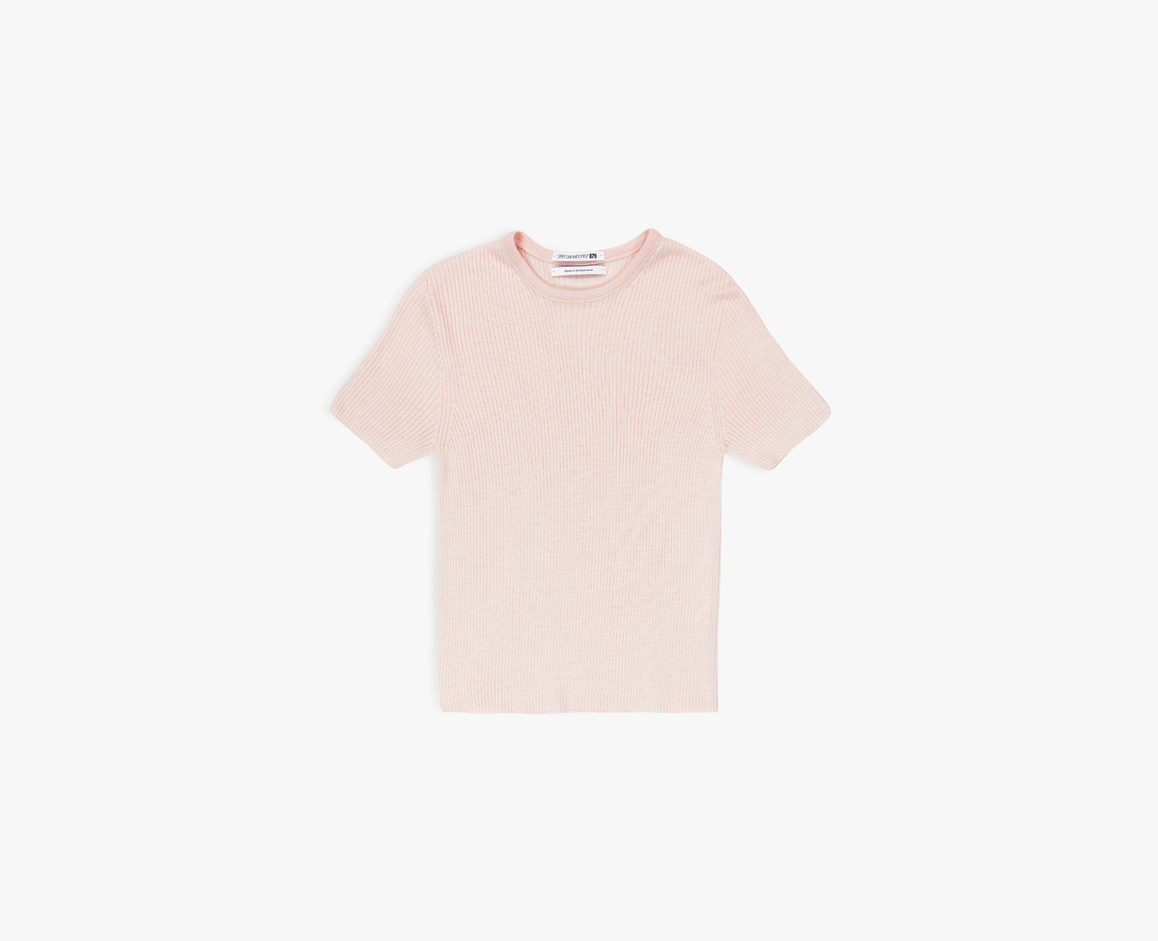 T-shirt da donna in lana merino/seta, colore rosa