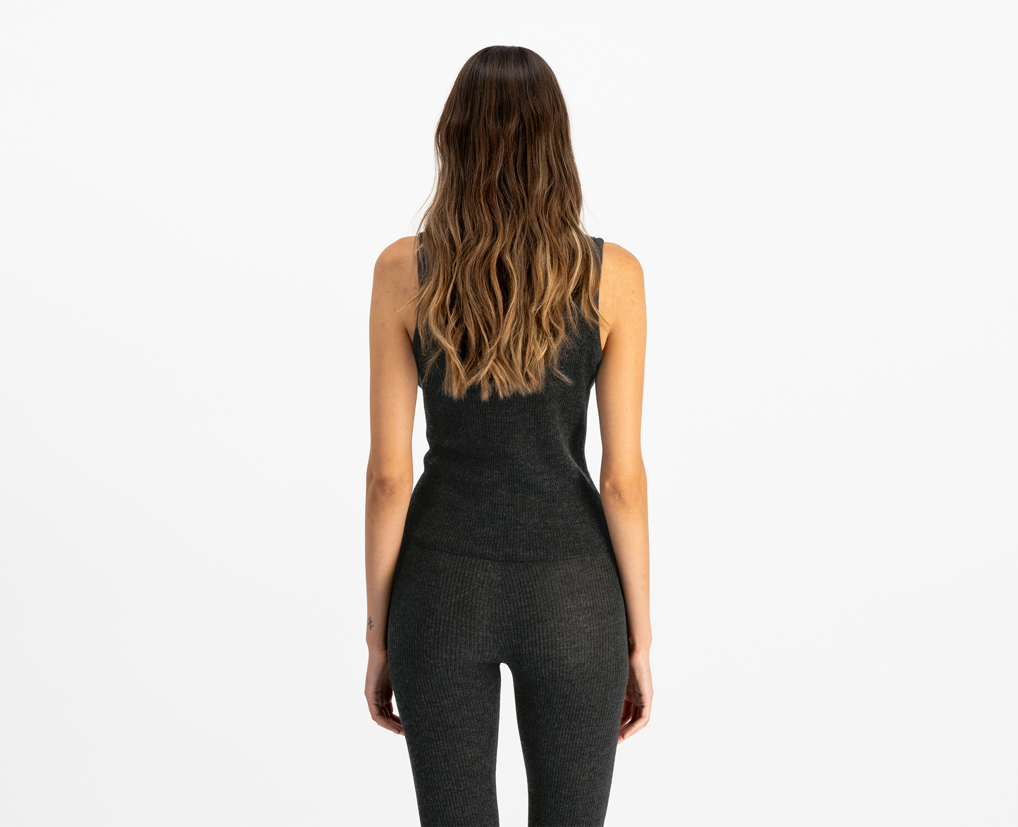 Women's merino/silk tank top, anthracite