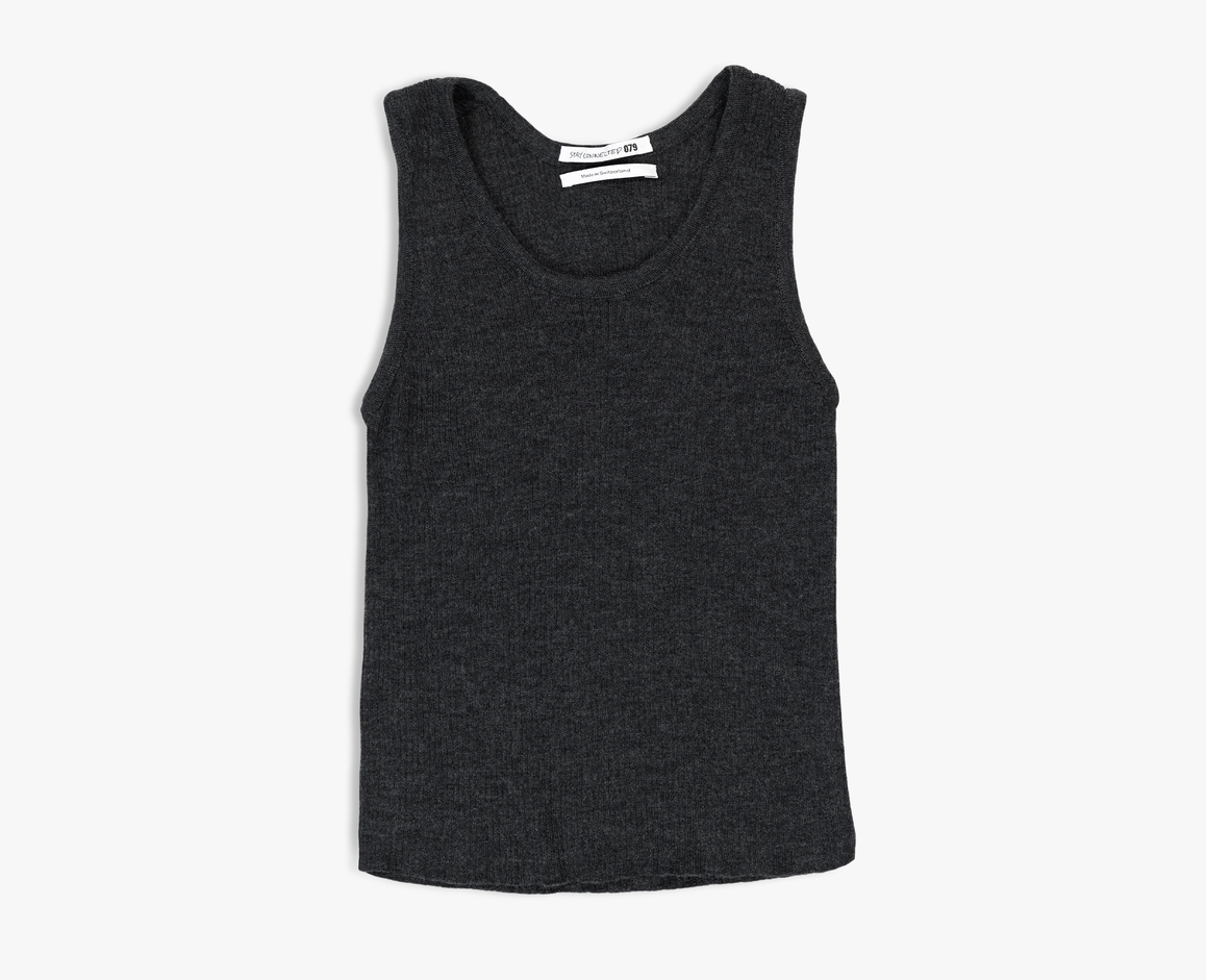 Women's merino/silk tank top, anthracite