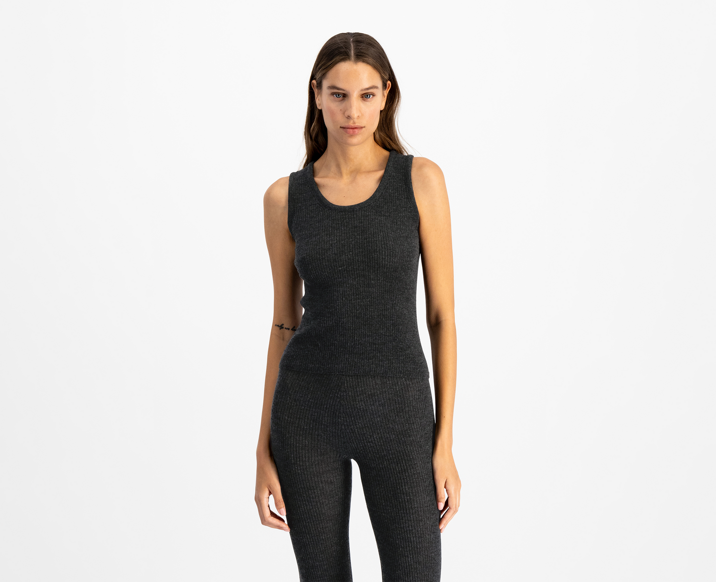 Women's merino/silk tank top, anthracite