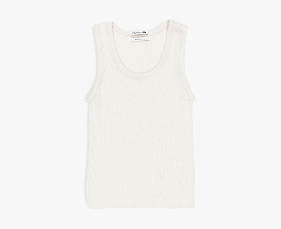 Women's merino/silk tank top, white