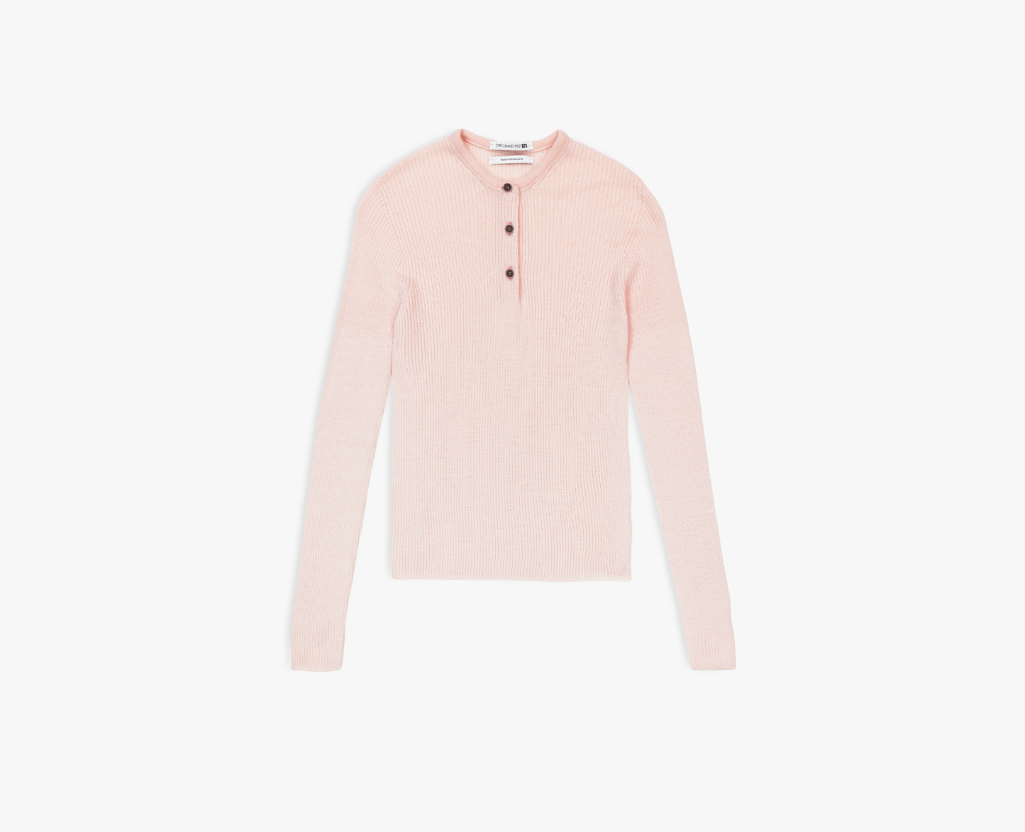 Damen Merino/Seide Henley Top, rosa