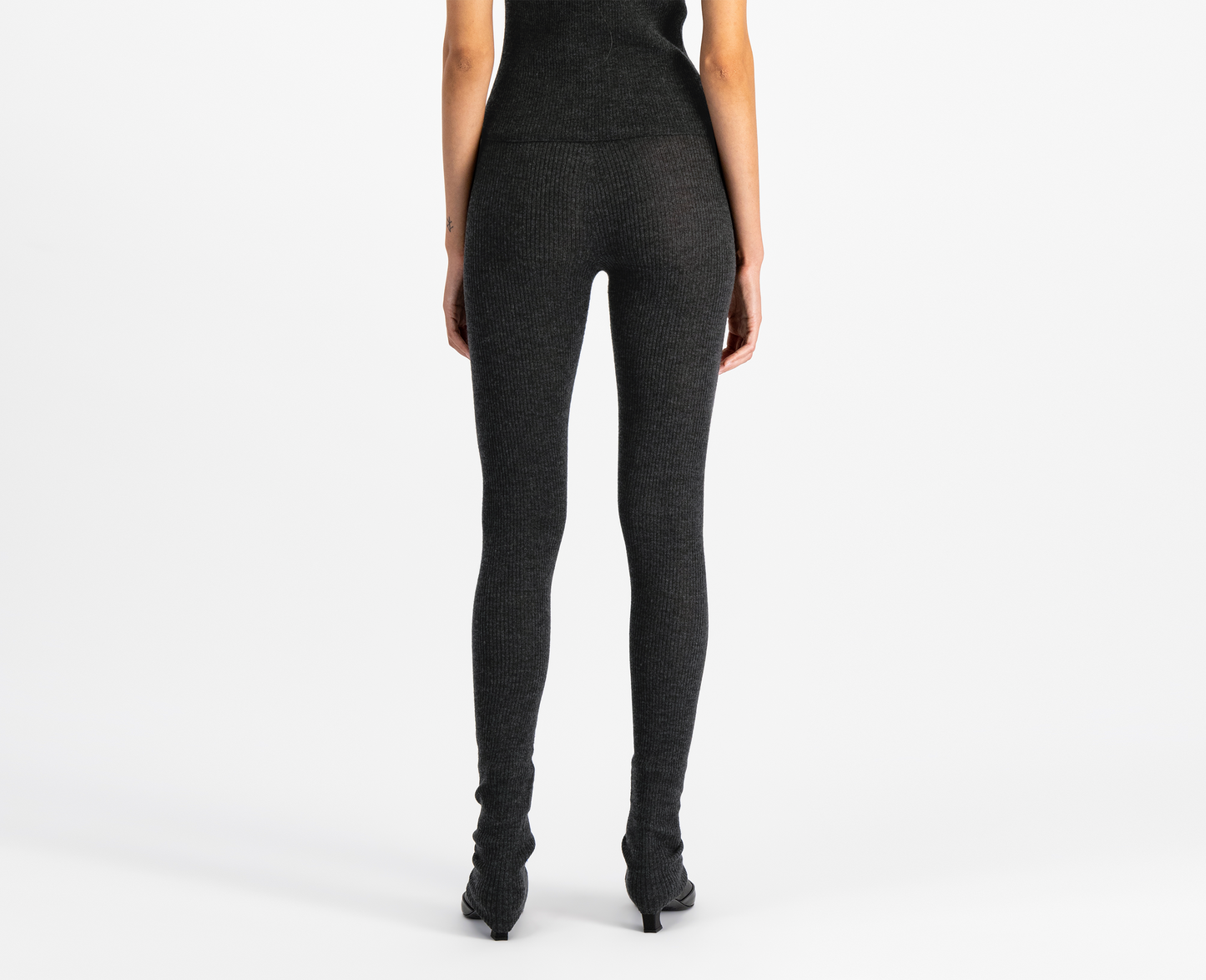 Legging femme mérinos/soie, anthracite