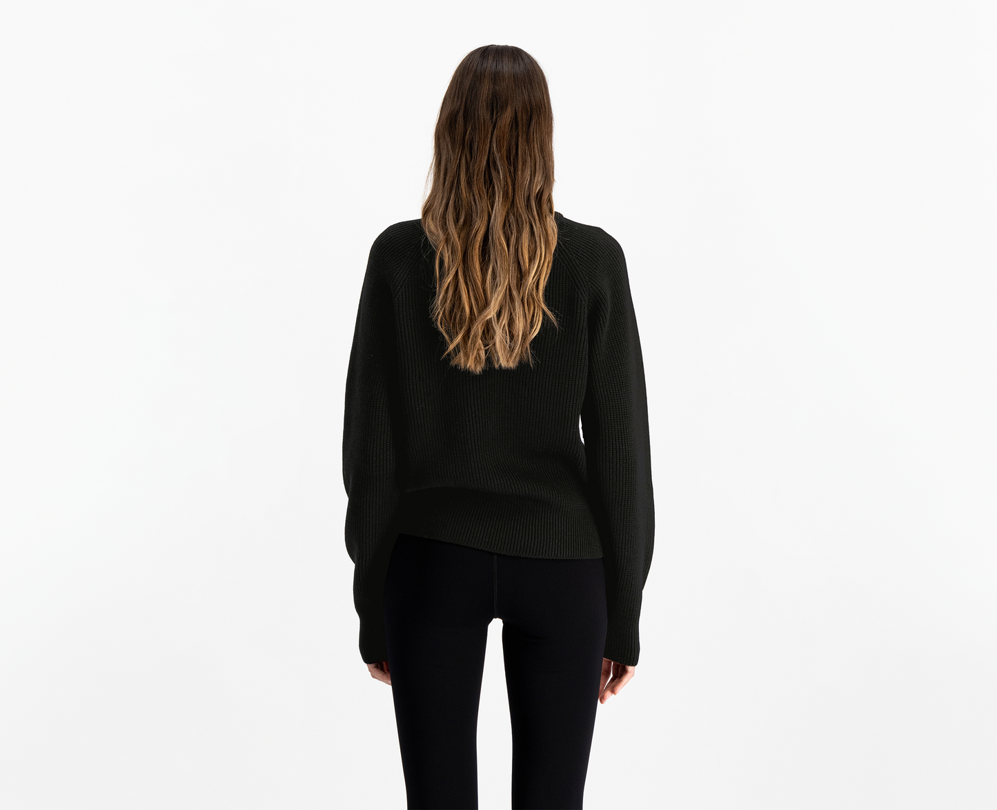 Pull à demi-zip en laine mérinos pour femmes, noir