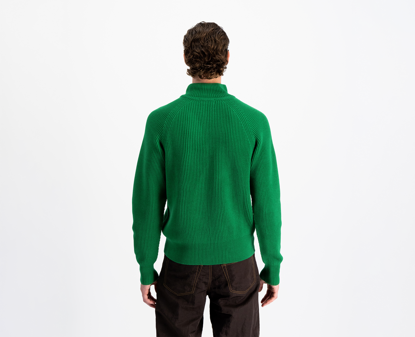 Men's half zip merino jumper, green