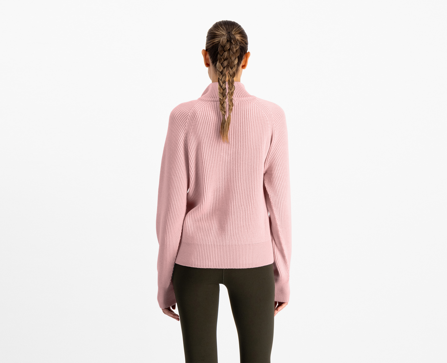 Pull mérinos demi-zippé femme, rose