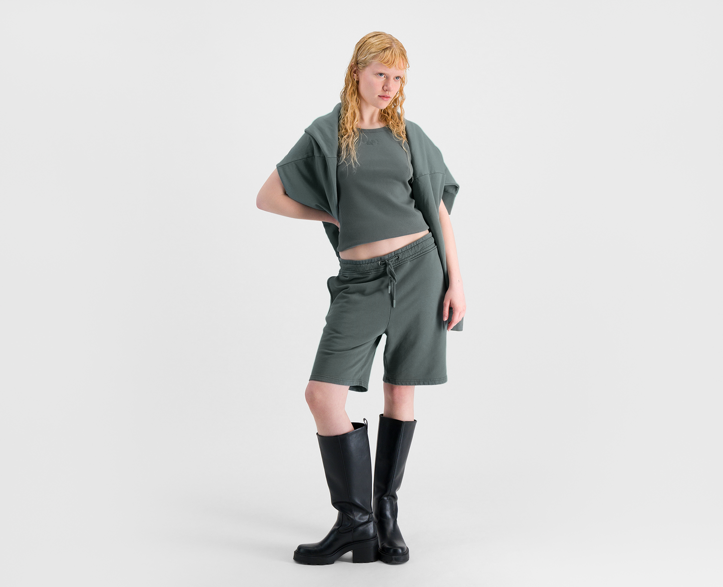 Damen geripptes Tanktop, salbei