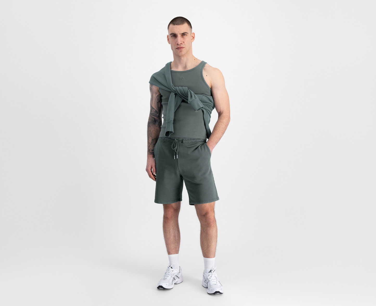  Men's ribbed tank top, sage