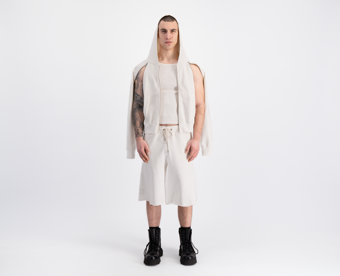  Men's raglan zip hoodie, off white