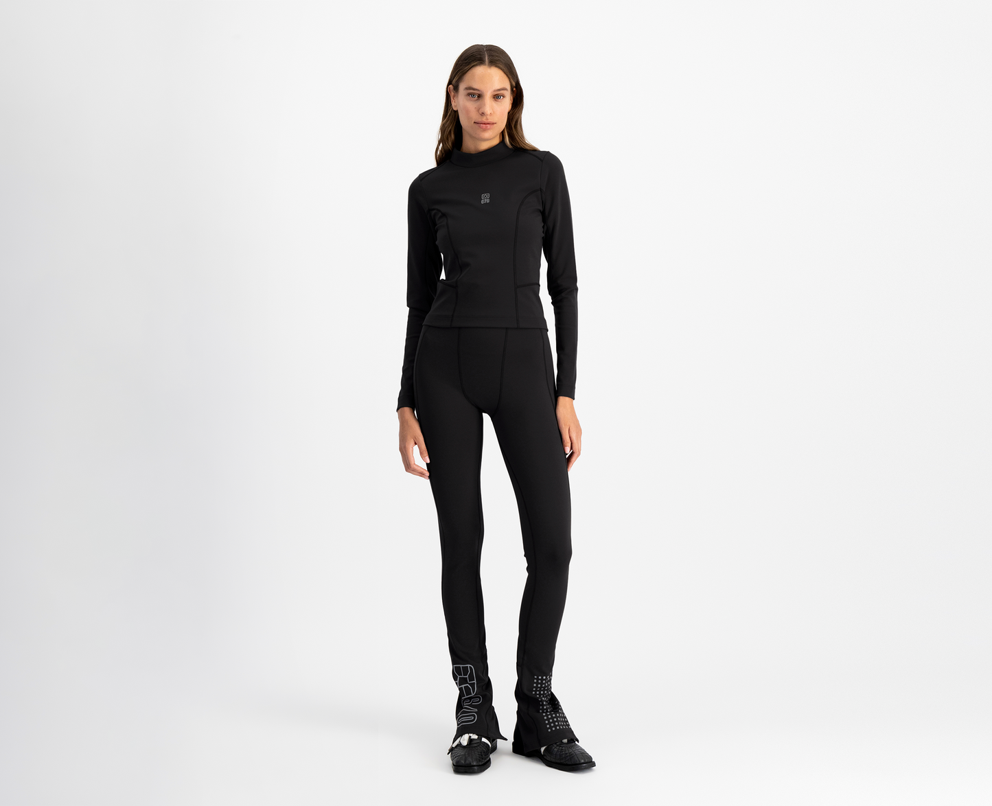 Legging femme avec coupe jambe et imprimé, noir