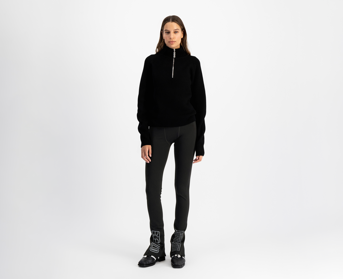 Women's half zip merino jumper, black