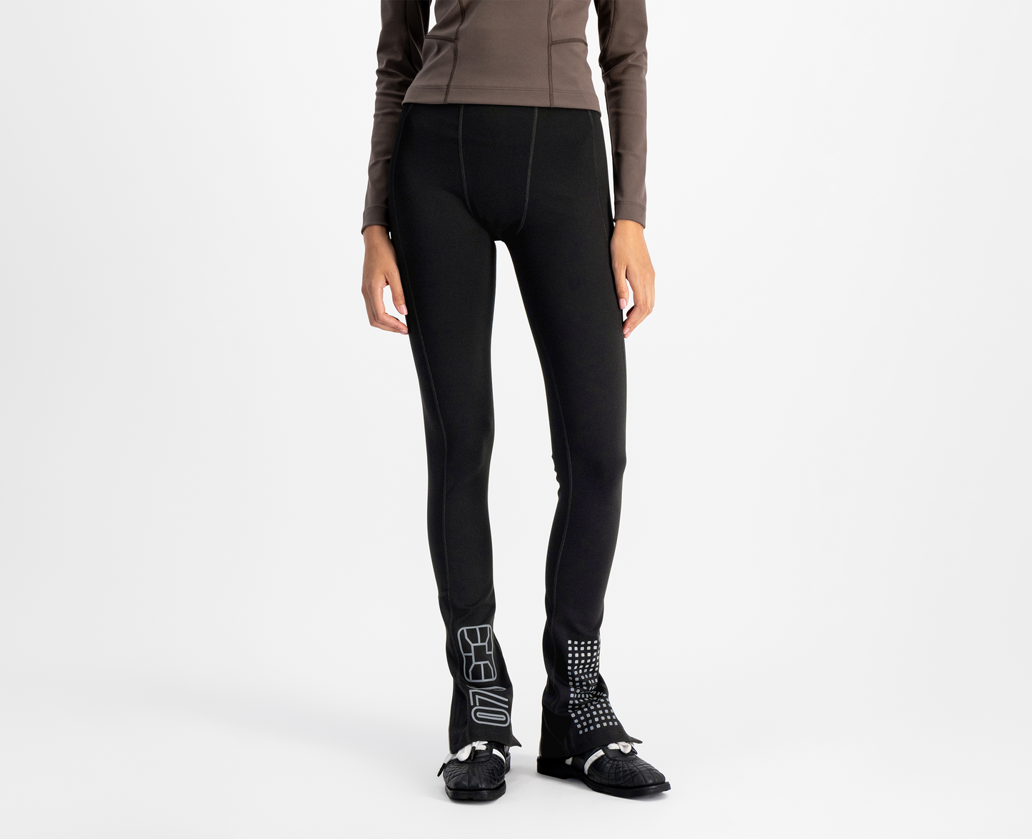 Leggings da donna con taglio gamba e stampa, di colore nero