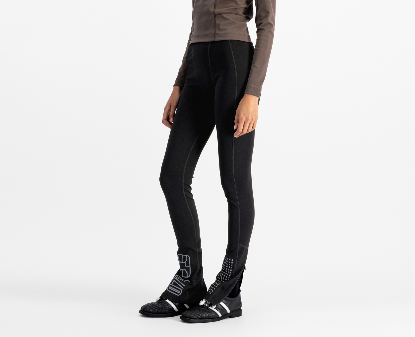 Legging femme avec coupe jambe et imprimé, noir