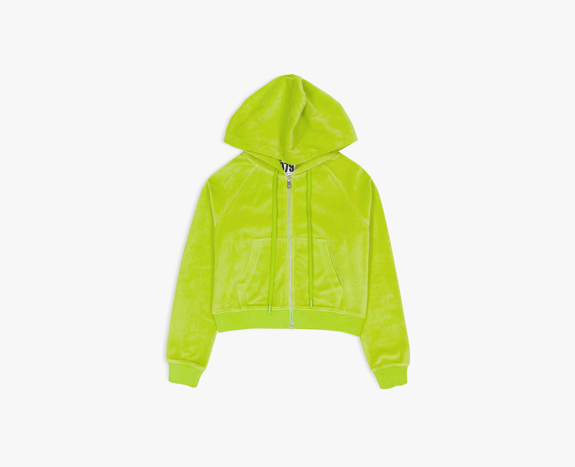 Sweat à capuche en velours pour femmes, citron vert