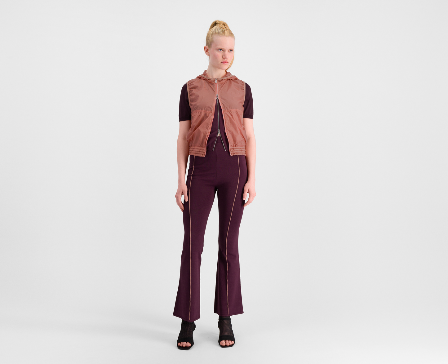 Women's knitted flared trousers, bordeaux