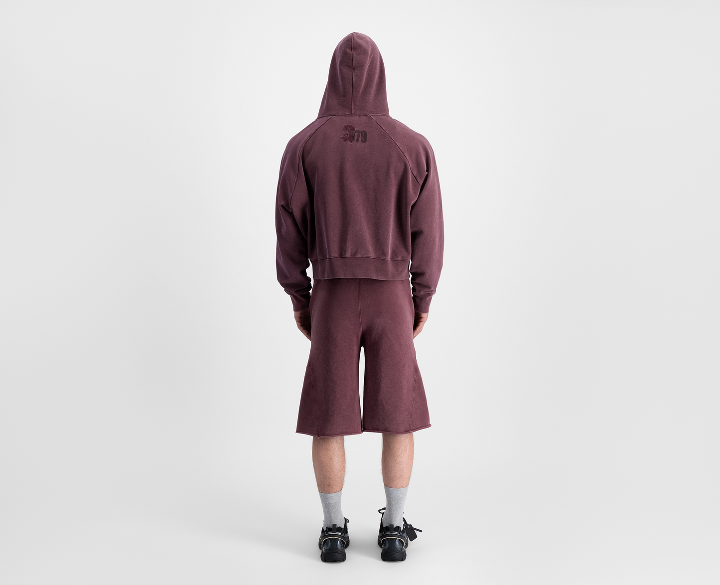 Felpa con cappuccio e zip raglan da uomo, bordeaux