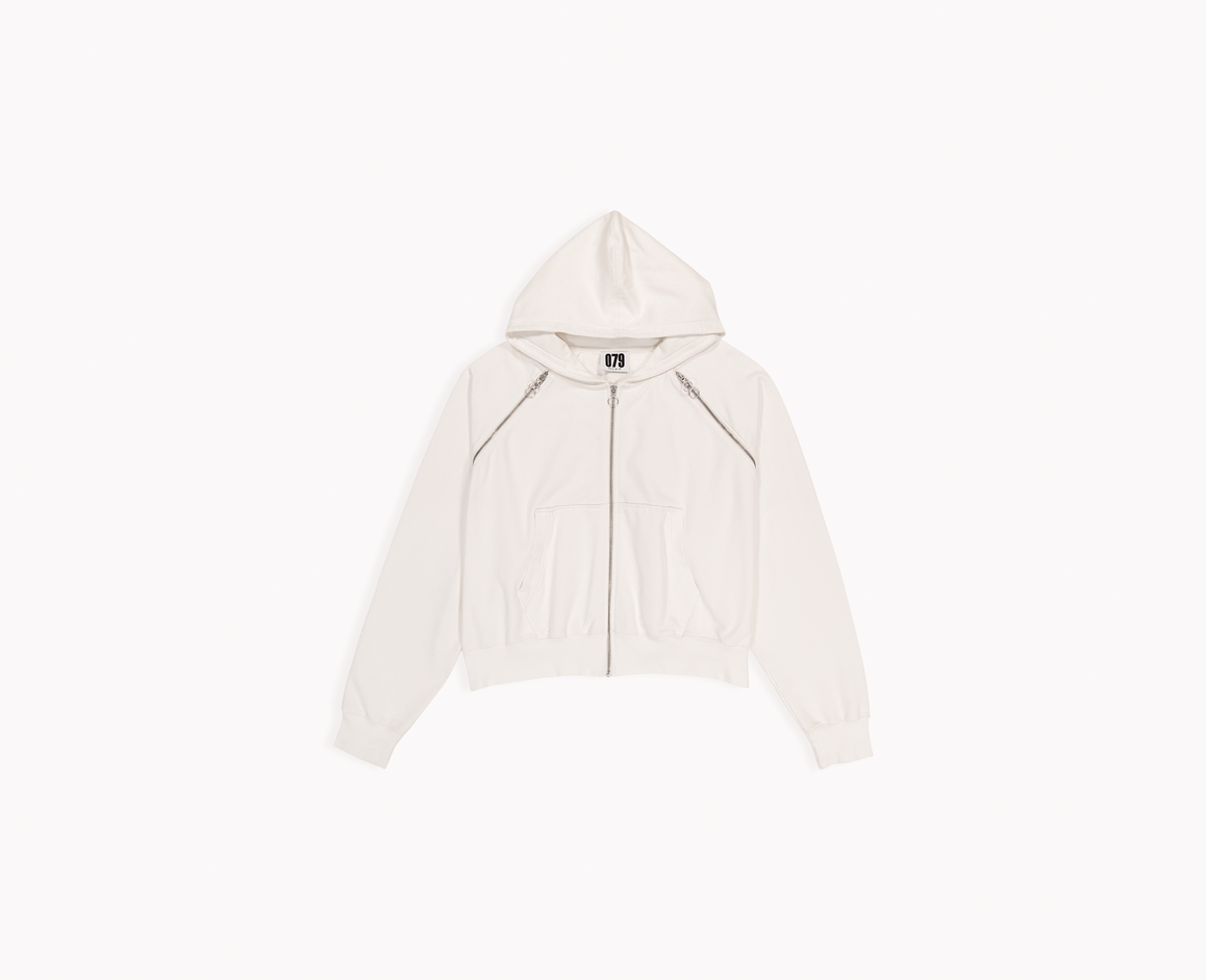  Men's raglan zip hoodie, off white