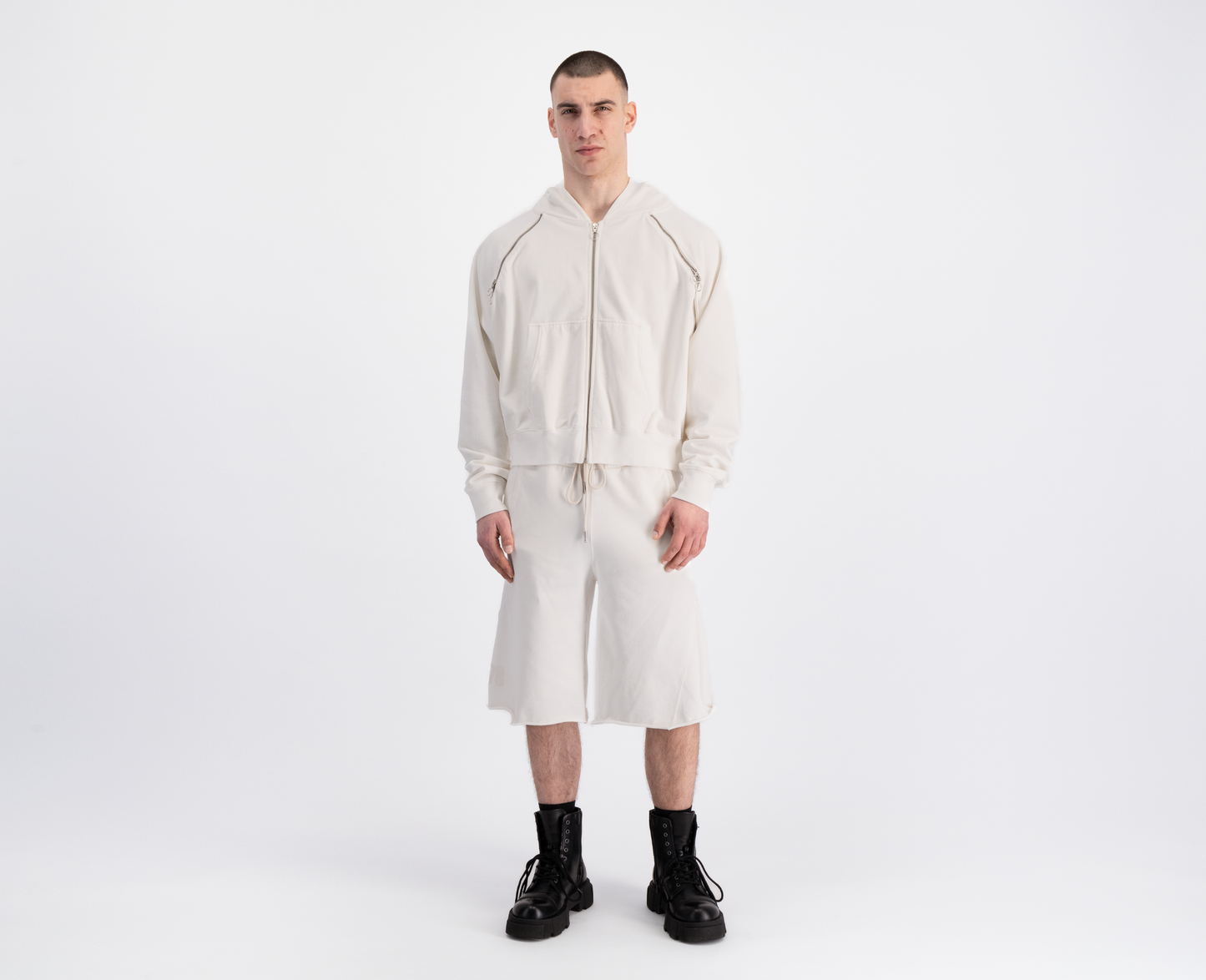  Men's raglan zip hoodie, off white