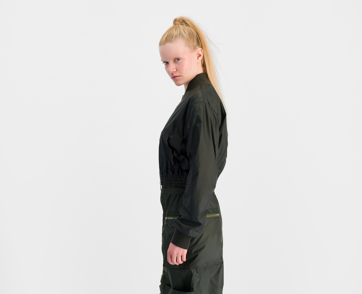 Veste bomber courte pour femme, kaki