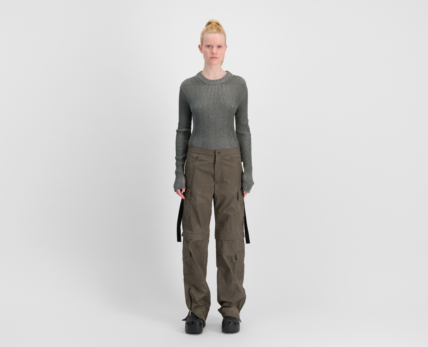 Damen Cargohose, khaki/braun