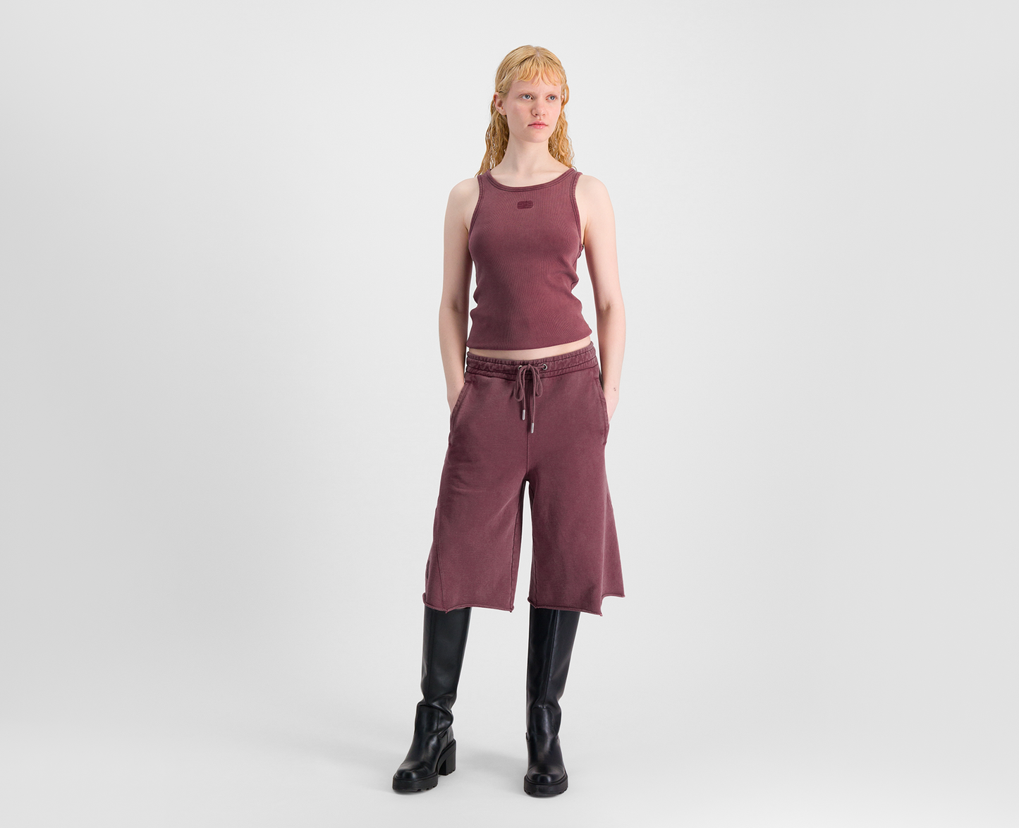 Pantalon jogging 3/4 femme bordeaux