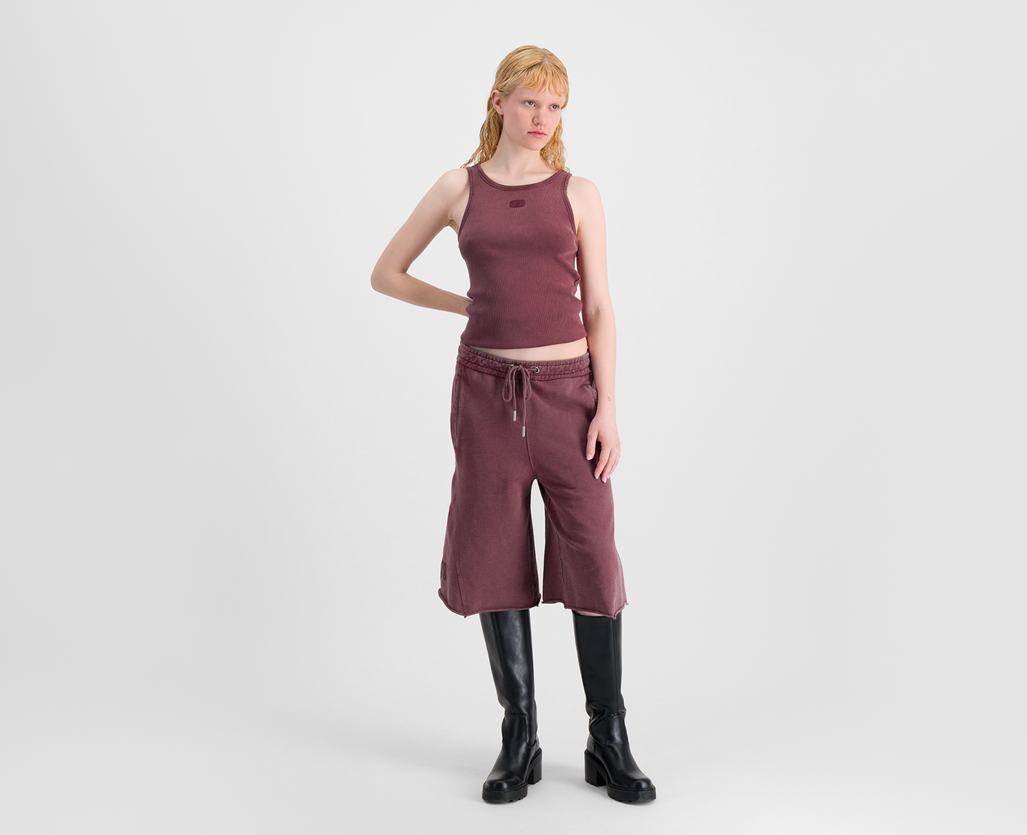 Damen geripptes Tanktop, bordeaux