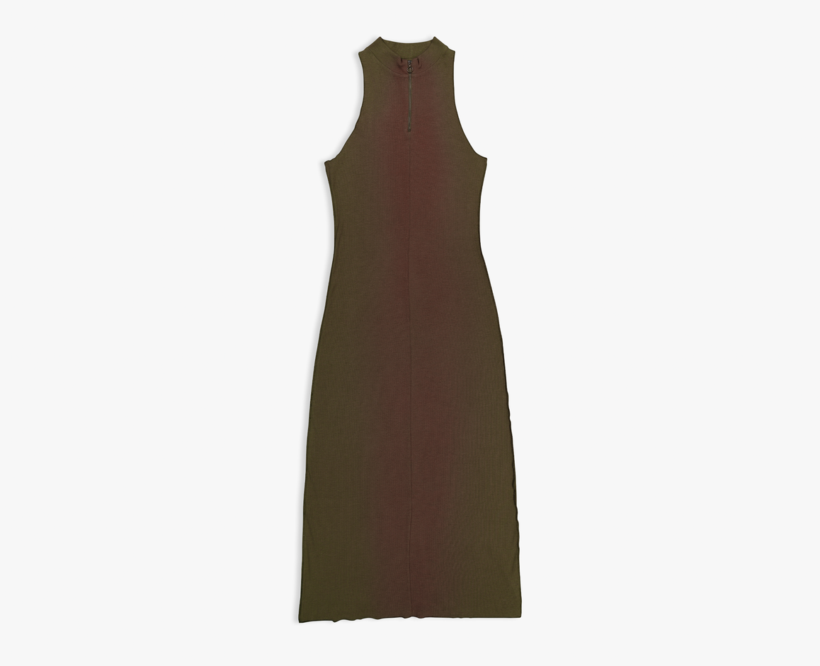 Damen geripptes Maxkleid, bordeaux/khaki