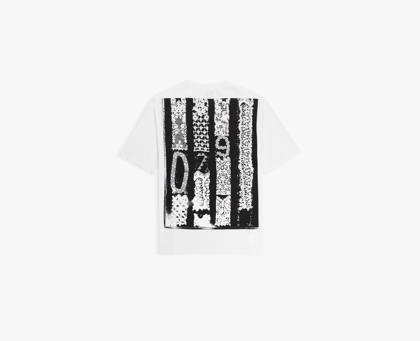 Men's T-shirt printed with embroidery detail, white