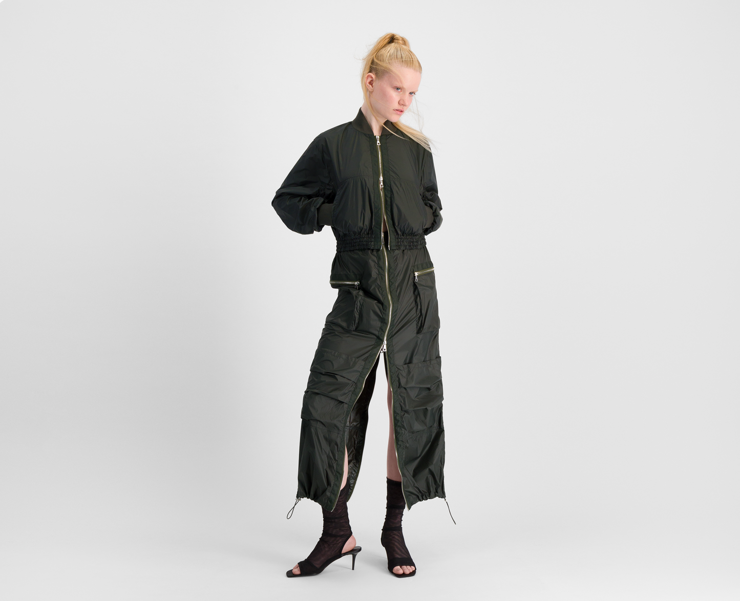 Damen cropped Bomberjacke, khaki