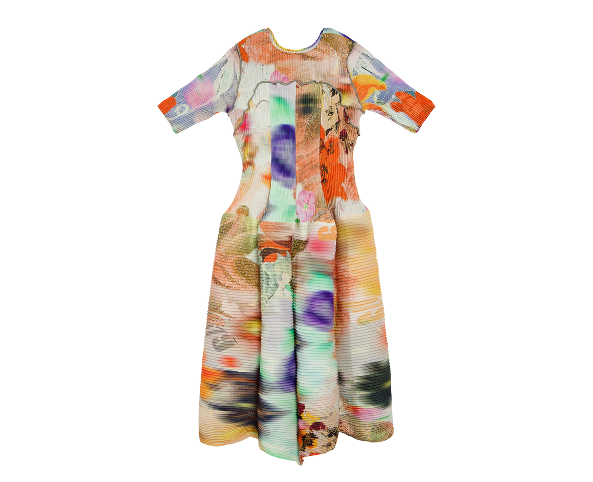 Damen handplissiertes Kleid Uma in Lilia, mehrfarbig